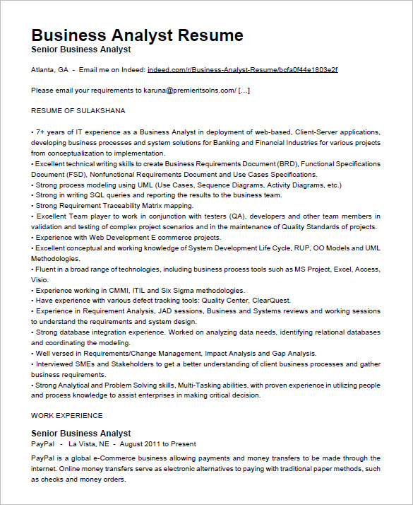 resume format for business analyst fast lunchrock co