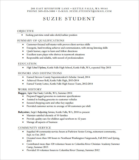 9 sample high school resume templates pdf doc free premium