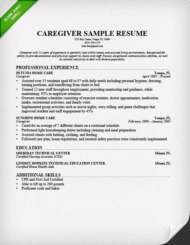 caregiver resume sample writing guide resume genius