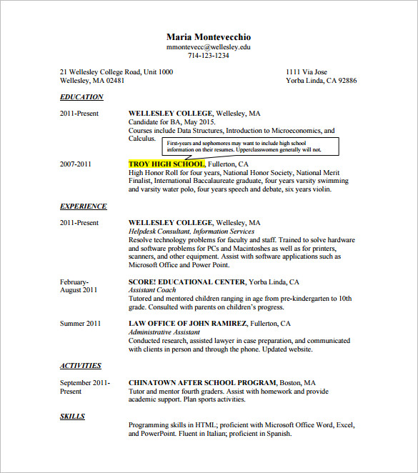 13 college resume templates pdf doc free premium templates
