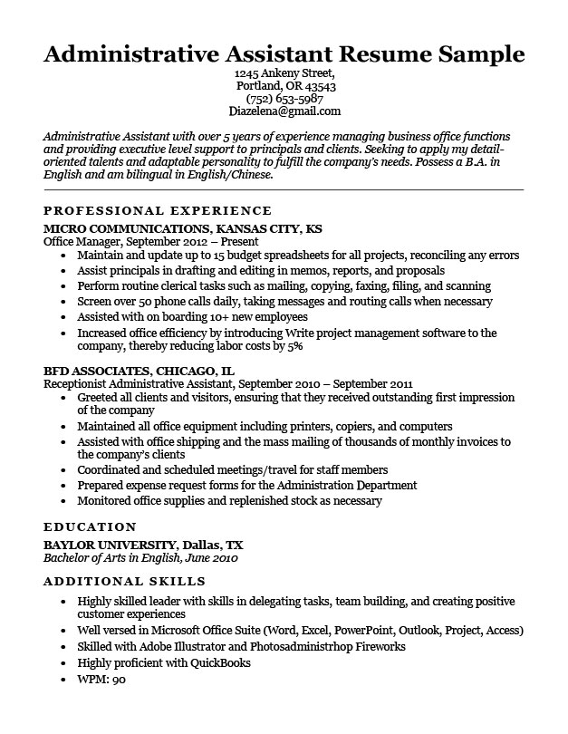 administrative assistant resume example write yours today
