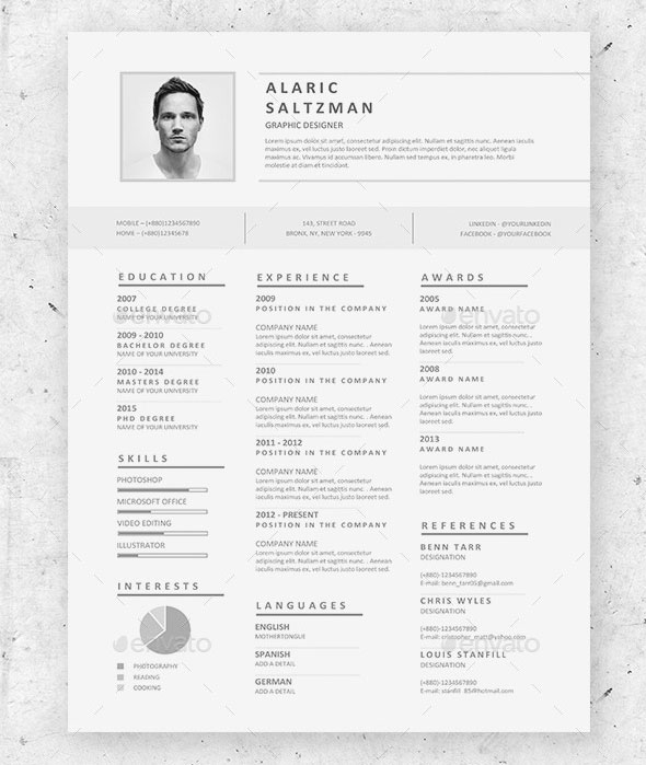25 best simple photoshop indesign resume templates web graphic