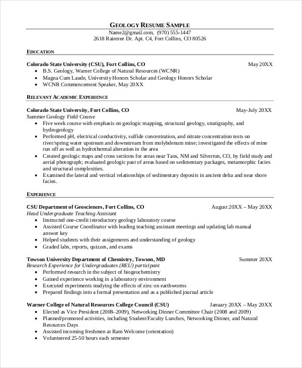 geologist resume template 6 free word pdf documents download