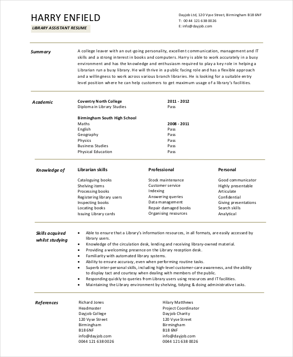 8 librarian resume templates pdf doc free premium templates