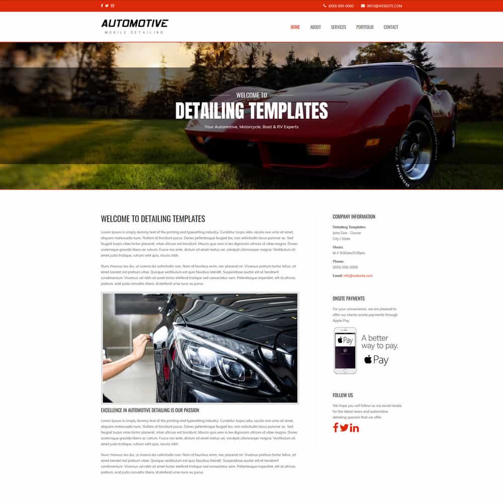 detailing templates automotive detailing website templates