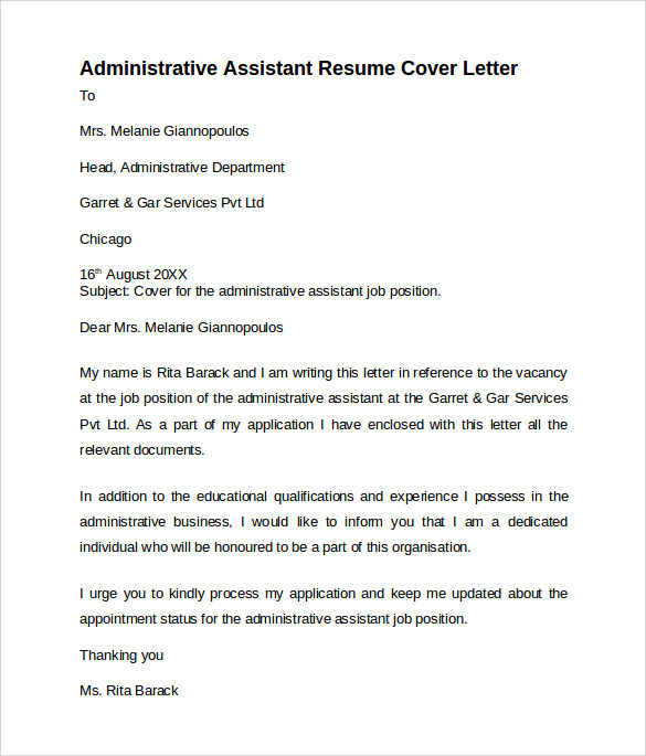 10 administrative assistant cover letters samples examples