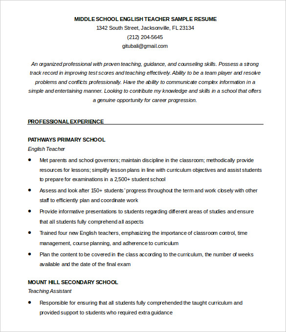 50 teacher resume templates pdf doc free premium templates