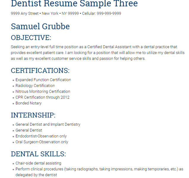 10 dentist resume templates free pdf samples examples