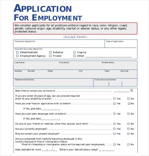 employment application template free download canre klonec co