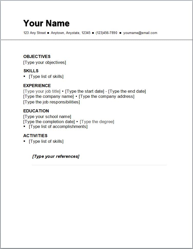free simple resume templates resume badak