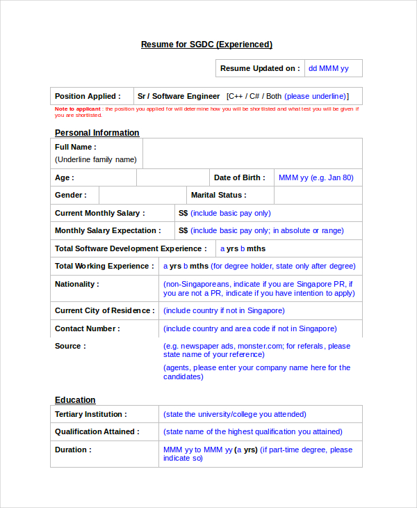 software engineer resume template 6 free word pdf documents