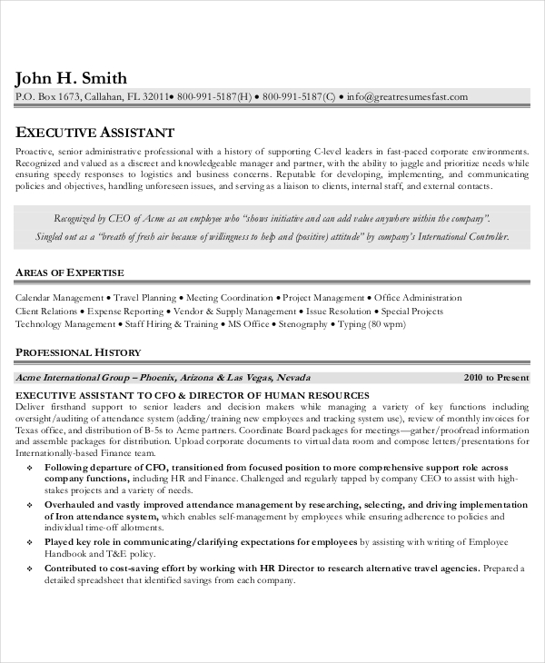 10 executive administrative assistant resume templates free