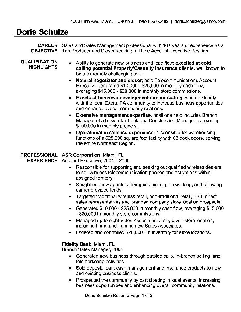 resume format of accounts executive