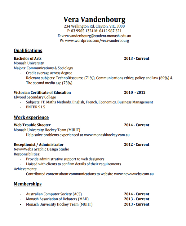 10 work resume templates pdf doc free premium templates