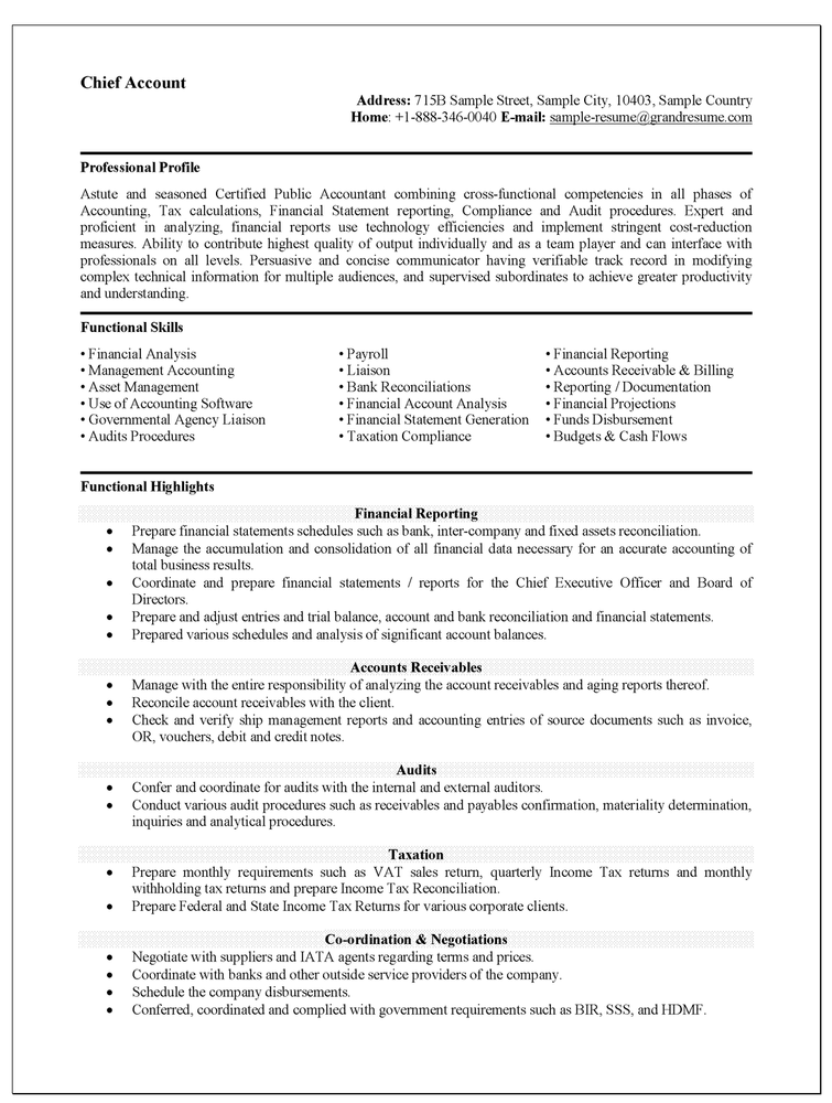 resume sample for accounting