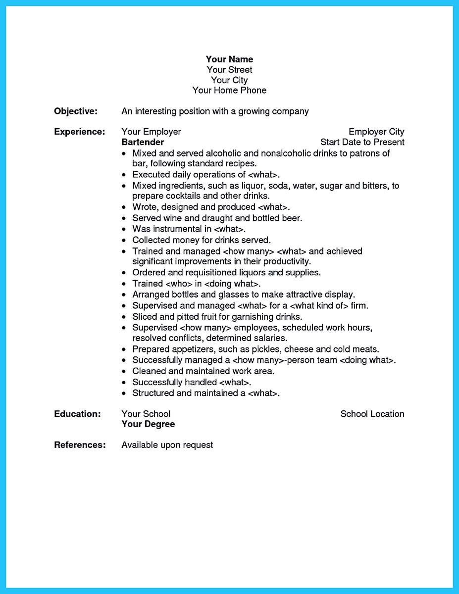 impress the recruiters with these bartender resume skills
