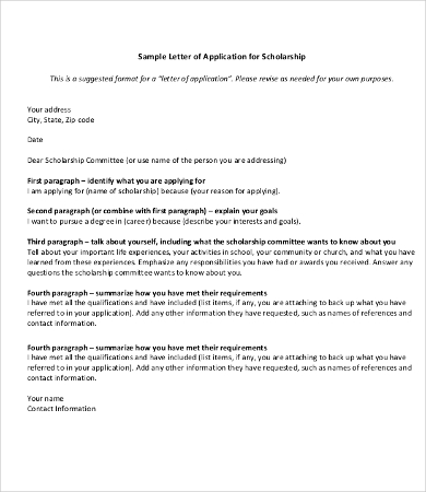11 scholarship application letter templates pdf doc free