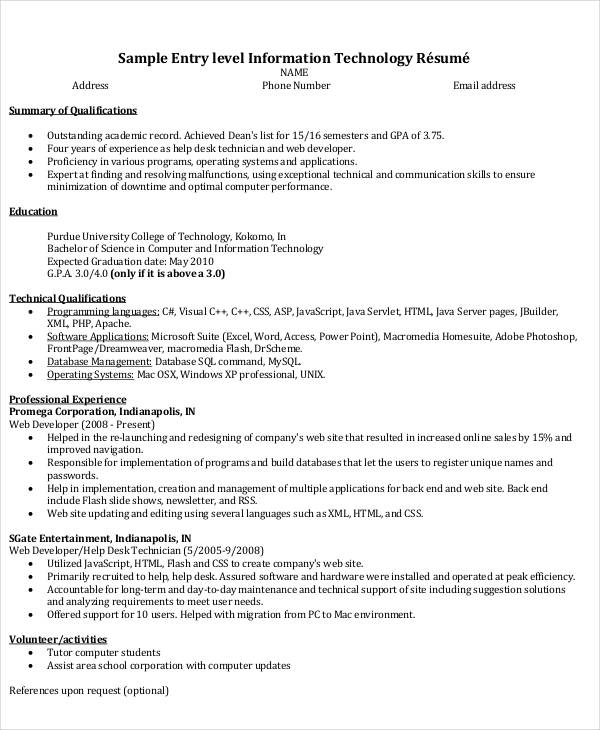 it resume format template 7 free word pdf format download