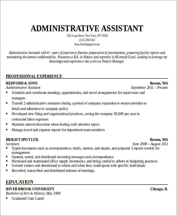 6 administrative assistant resume objectives sample templates