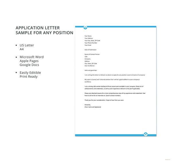 29 job application letter examples pdf doc free premium