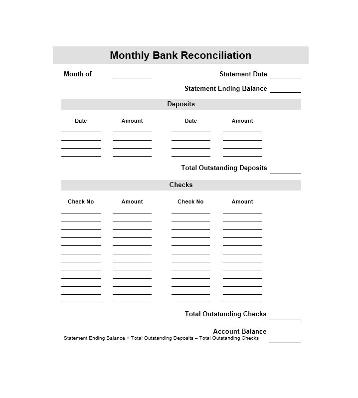 50 bank reconciliation examples templates 100 free