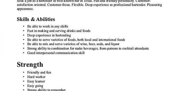 bartender resume sample no experience bar server resume sample