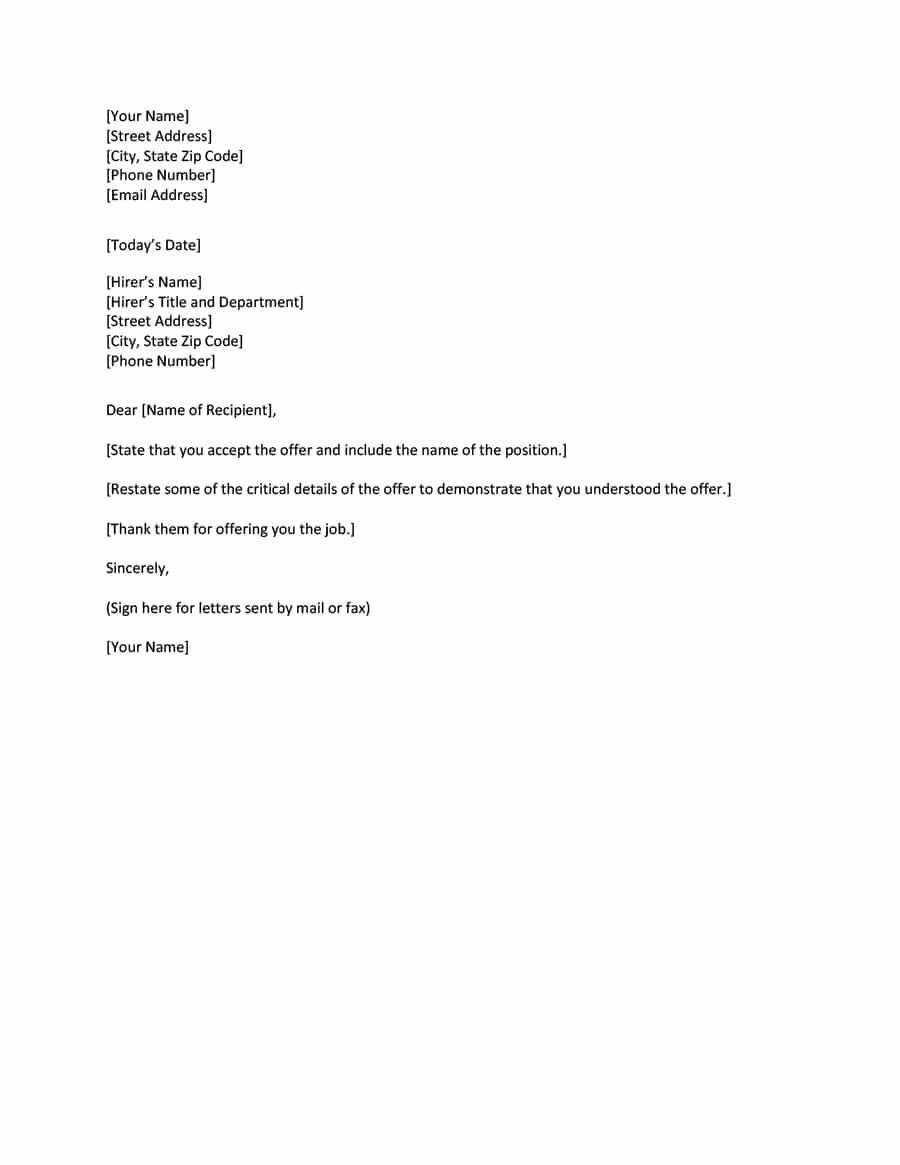 40 professional job offer acceptance letter email templates