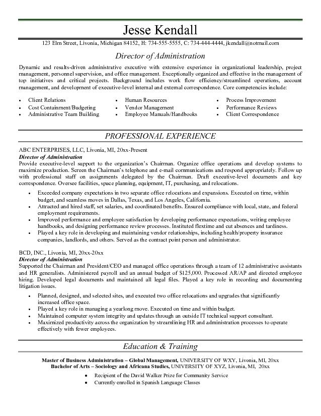 administration resume sample jk director of administration