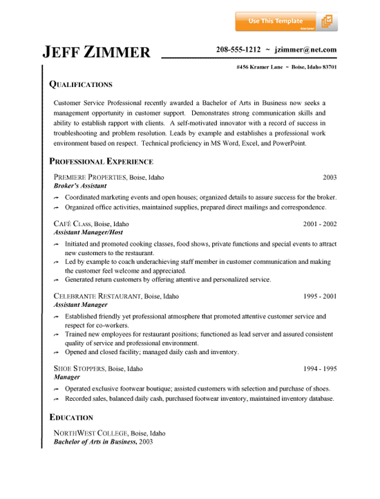 customer service resume example qualifications professional