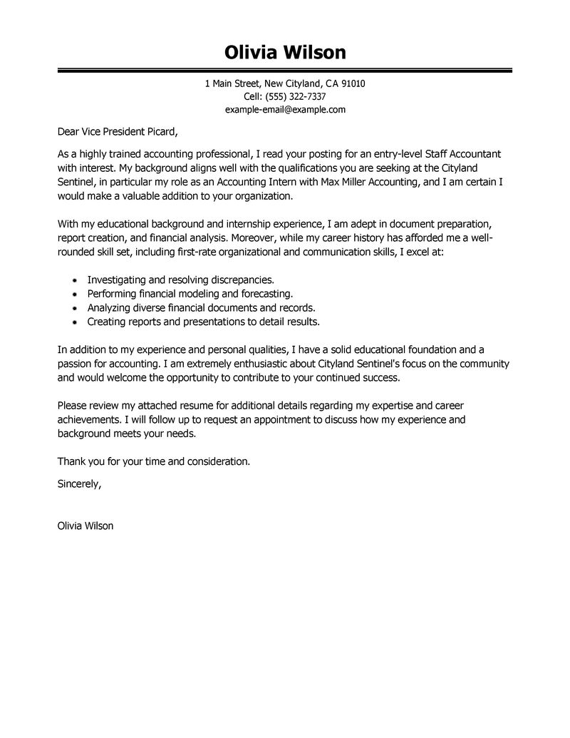 accounting cover letter clstaff accountant accounting finance olivia