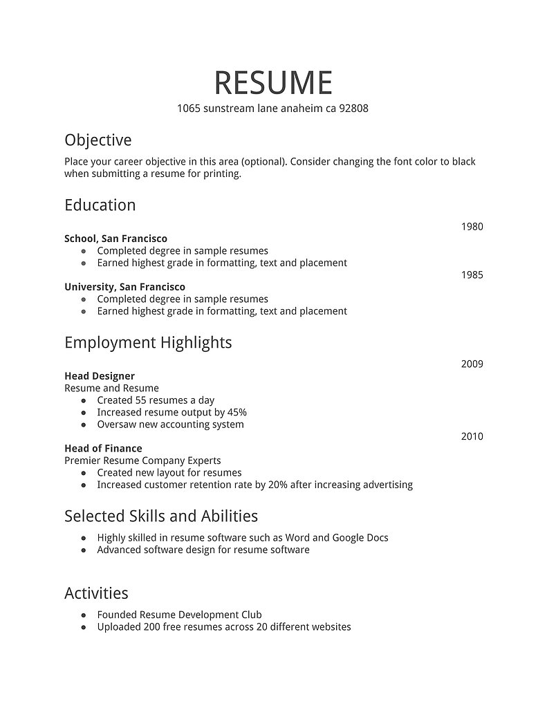 a simple resume example kleo beachfix co