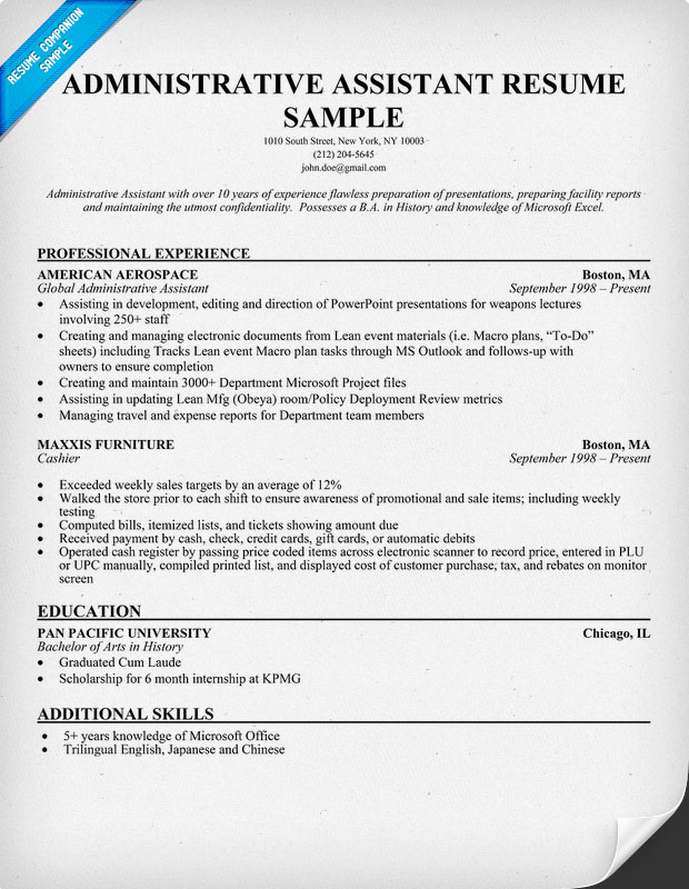 administrative assistant resume sample executive best resumes
