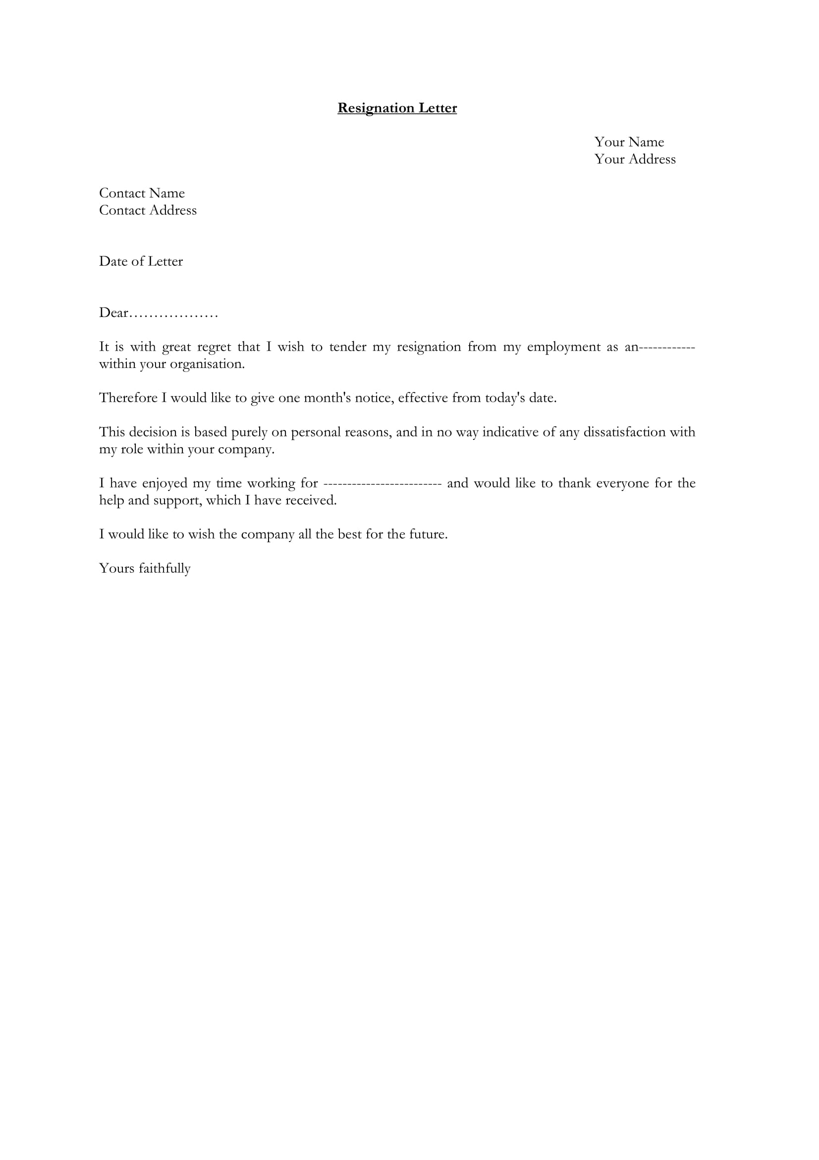 19 simple resignation letter examples pdf word