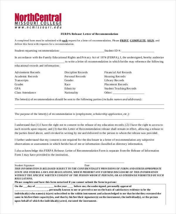 12 letter of recommendation for student templates pdf doc free