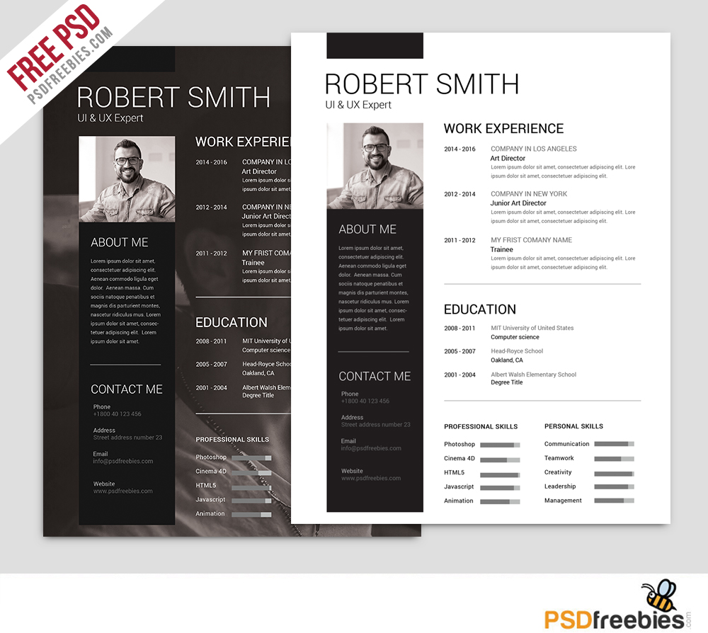 25 best free resume cv templates psd download download psd
