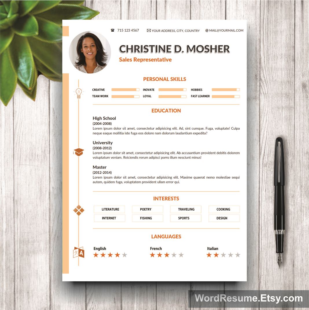 resume template 4 pages cv template cover letter and portfolio
