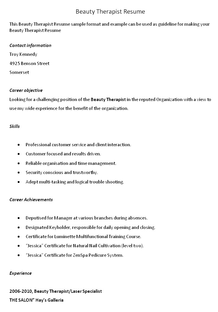massage therapist resume template