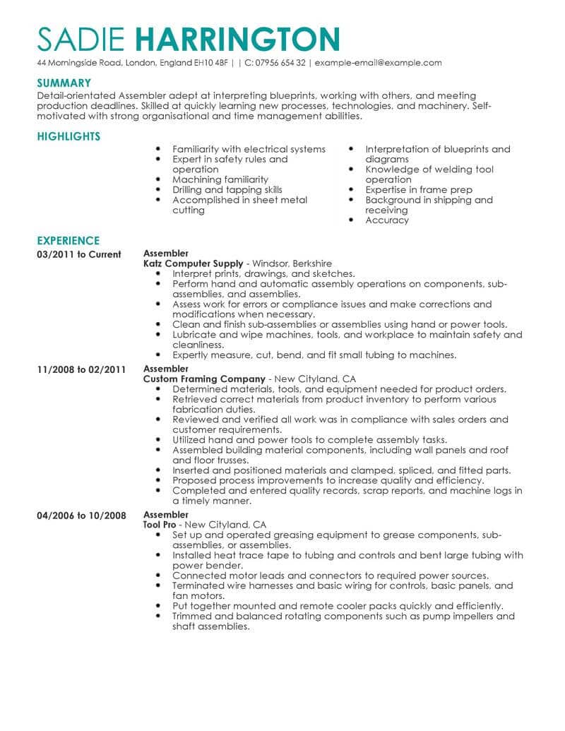 assembly resume sample april onthemarch co