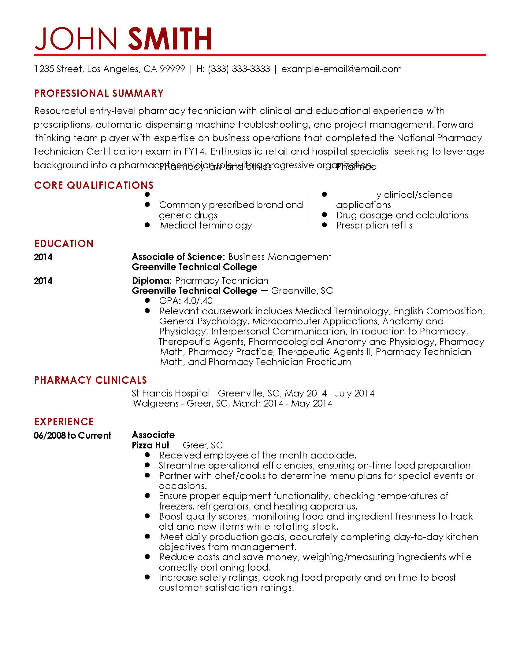 professional entry level pharmacy technician templates to showcase