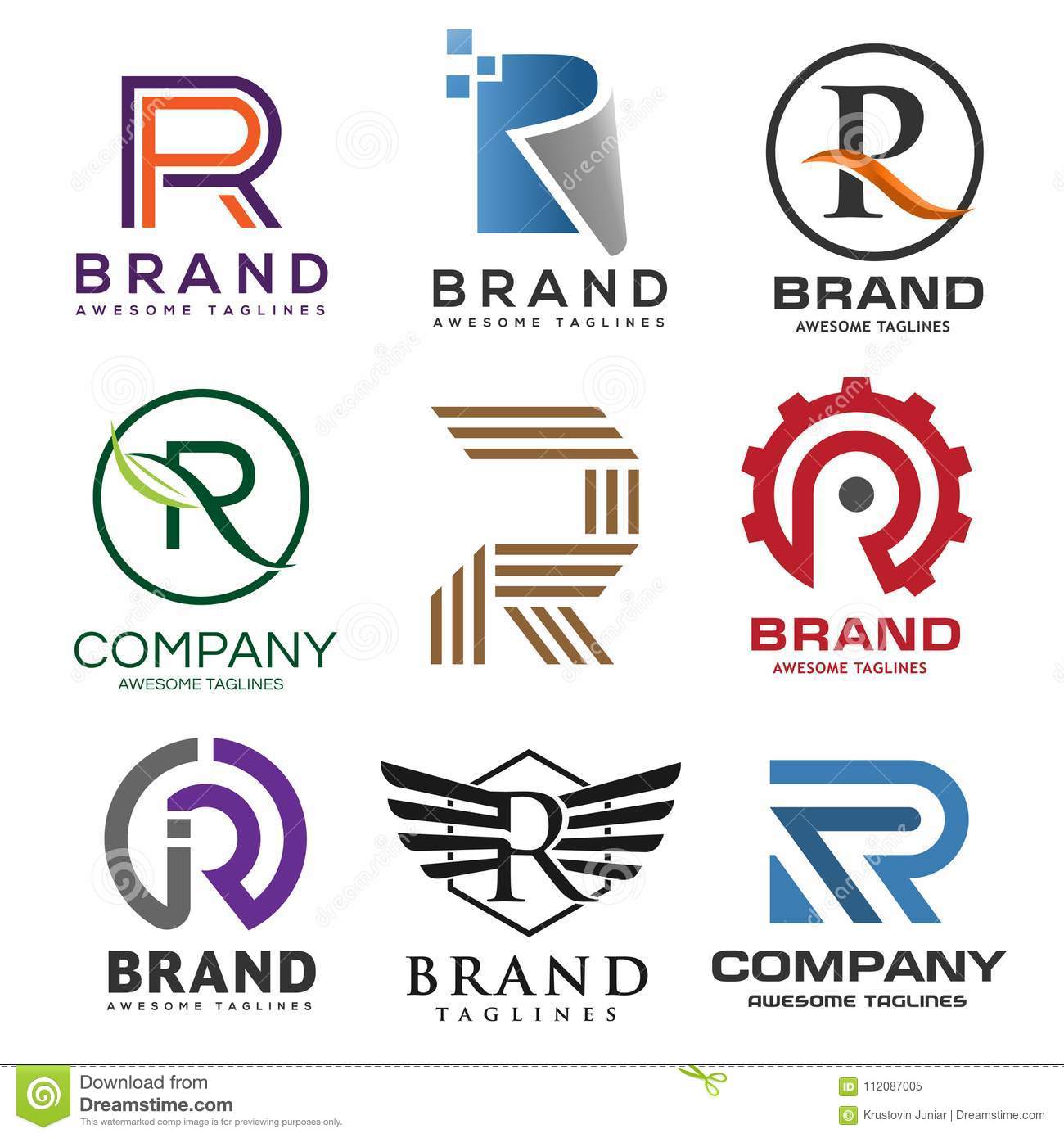 creative letter r logo best letter r logo design stock vector
